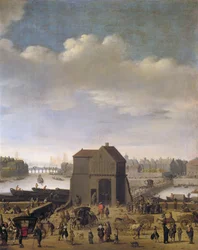 Ansicht der Brücke und des Quai de la Tournelle, ca. 1645 (Detail)